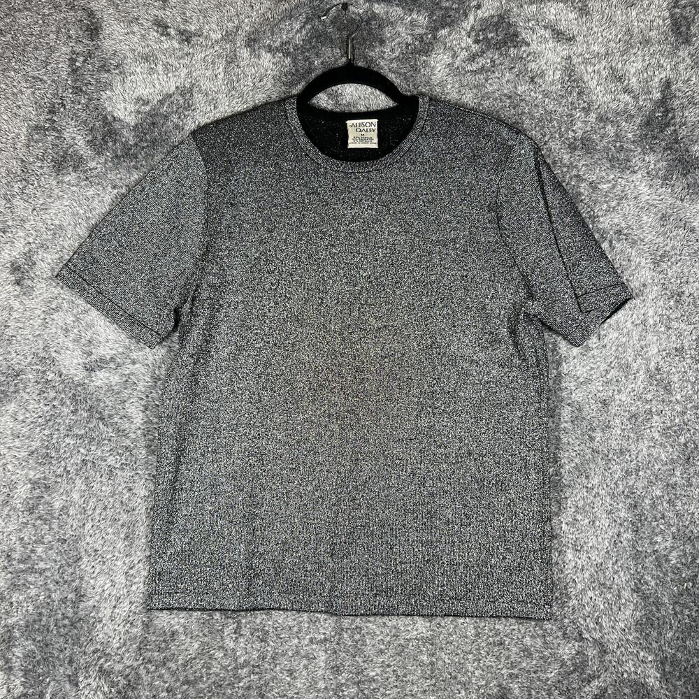 Allison Daley Shirt Womens M Gray Basic Crew Neck Acrylic Polyester Glitter